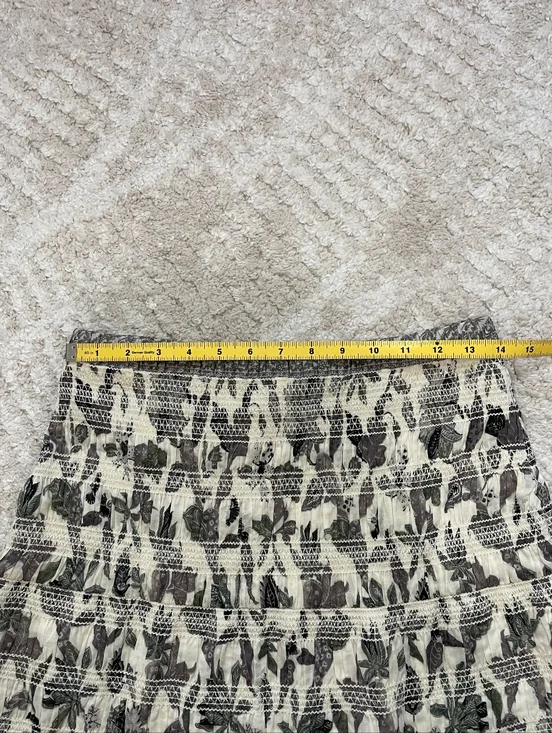 Tory Burch White Floral Tiered Pleated Midi Skirt Size 2 - Picture 10 of 14